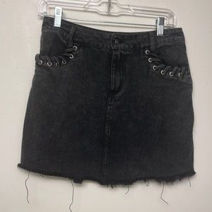 Black denim skirt